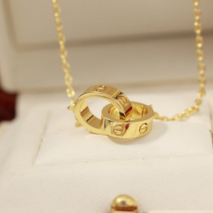 [LOXURA]LOVE DOUBLE RING NECKLACE