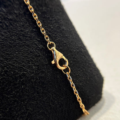 [LOXURA]LOVE DOUBLE RING HALF DIAMOND NECKLACE
