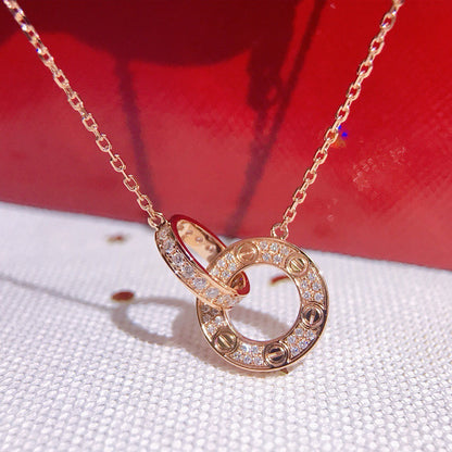 [LOXURA]LOVE  FULL DIAMOND PENDANT NECKLACE