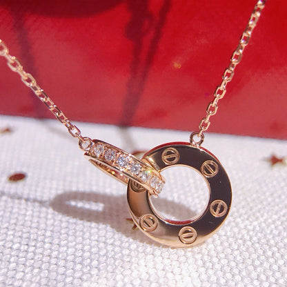 [LOXURA]LOVE  FULL DIAMOND PENDANT NECKLACE