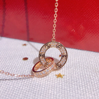 [LOXURA]LOVE  FULL DIAMOND PENDANT NECKLACE