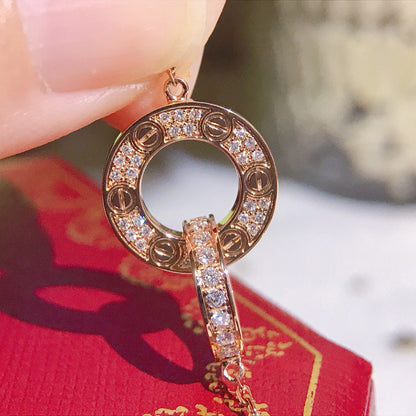 [LOXURA]LOVE  FULL DIAMOND PENDANT NECKLACE