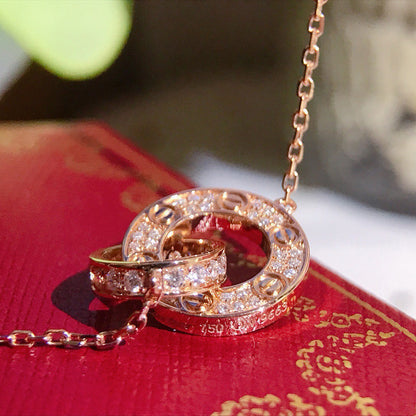[LOXURA]LOVE  FULL DIAMOND PENDANT NECKLACE