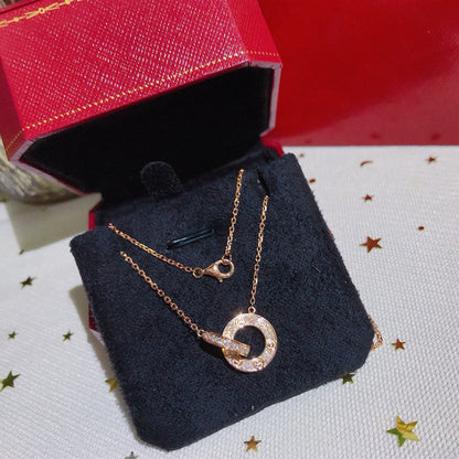 [LOXURA]LOVE  FULL DIAMOND PENDANT NECKLACE