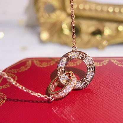 [LOXURA]LOVE  FULL DIAMOND PENDANT NECKLACE