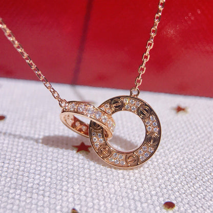 [LOXURA]LOVE  FULL DIAMOND PENDANT NECKLACE