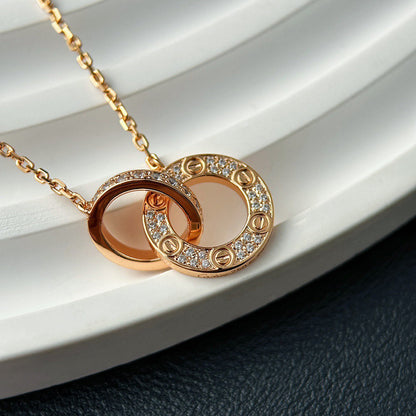 [LOXURA]LOVE  FULL DIAMOND PENDANT NECKLACE