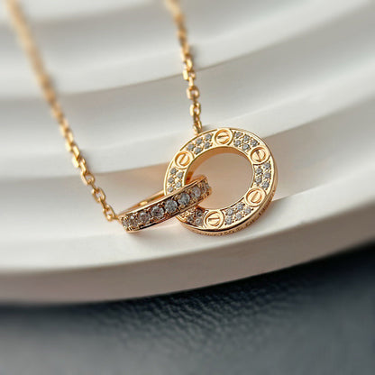 [LOXURA]LOVE  FULL DIAMOND PENDANT NECKLACE