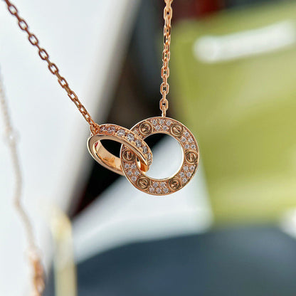 [LOXURA]LOVE  FULL DIAMOND PENDANT NECKLACE