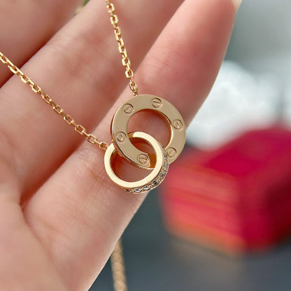 [LOXURA]LOVE  FULL DIAMOND PENDANT NECKLACE