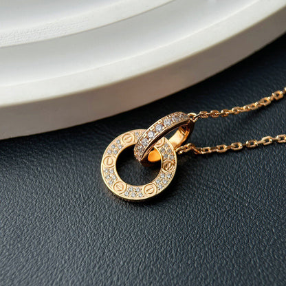 [LOXURA]LOVE  FULL DIAMOND PENDANT NECKLACE