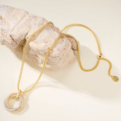 [LOXURA]TRINITY LARGE FULL DIAMOND  NECKLACE
