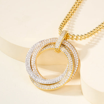 [LOXURA]TRINITY LARGE FULL DIAMOND  NECKLACE