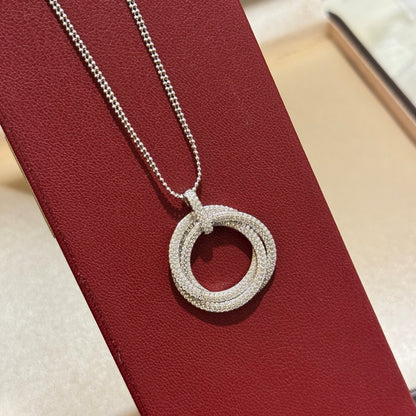 [LOXURA]TRINITY LARGE FULL DIAMOND  NECKLACE