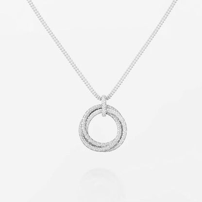 [LOXURA]TRINITY LARGE FULL DIAMOND  NECKLACE