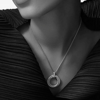[LOXURA]TRINITY LARGE FULL DIAMOND  NECKLACE