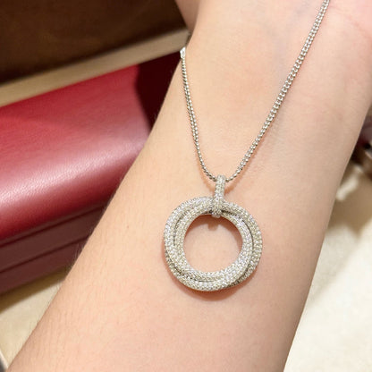 [LOXURA]TRINITY LARGE FULL DIAMOND  NECKLACE