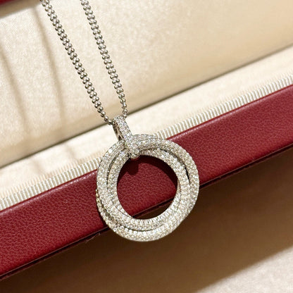 [LOXURA]TRINITY LARGE FULL DIAMOND  NECKLACE