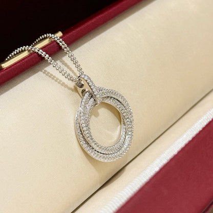 [LOXURA]TRINITY LARGE FULL DIAMOND  NECKLACE