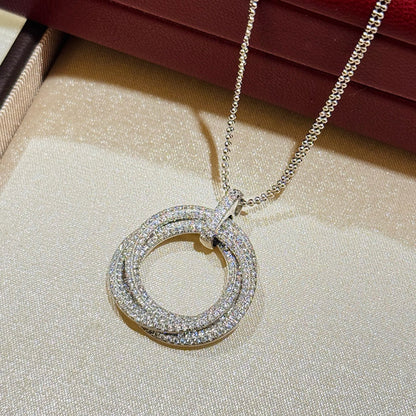 [LOXURA]TRINITY LARGE FULL DIAMOND  NECKLACE