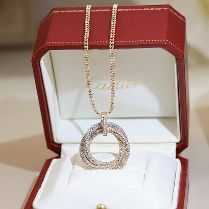 [LOXURA]TRINITY LARGE FULL DIAMOND  NECKLACE