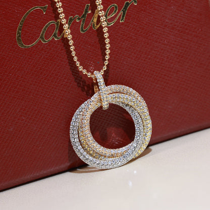 [LOXURA]TRINITY LARGE FULL DIAMOND  NECKLACE