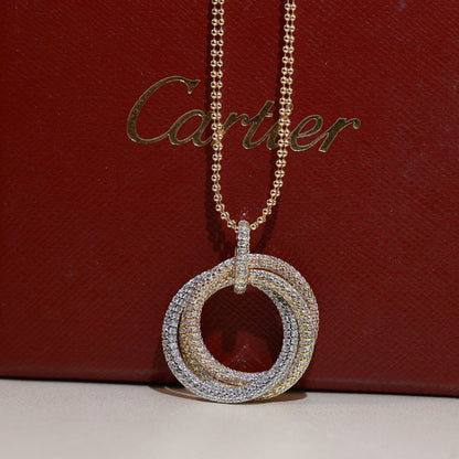 [LOXURA]TRINITY LARGE FULL DIAMOND  NECKLACE