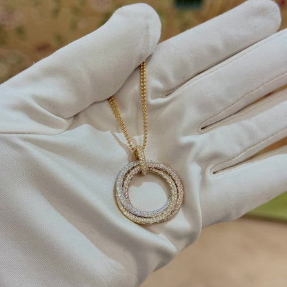 [LOXURA]TRINITY LARGE FULL DIAMOND  NECKLACE