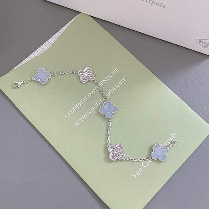 [LOXURA] CLOVER 5 MOTIF PURPLE CHALCEDONY BRACELET COLLECTION