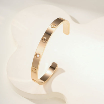 [LOXURA]LOVE BRACELET 6.1MM 1 DIAMOND OPEN CUFF