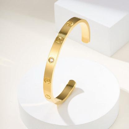 [LOXURA]LOVE BRACELET 6.1MM 1 DIAMOND OPEN CUFF