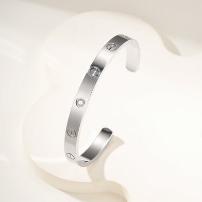 [LOXURA]LOVE BRACELET 6.1MM 1 DIAMOND OPEN CUFF