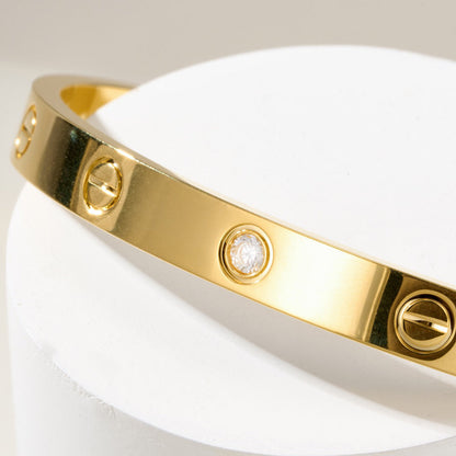 [LOXURA]LOVE BRACELET 6.1MM 1 DIAMOND OPEN CUFF