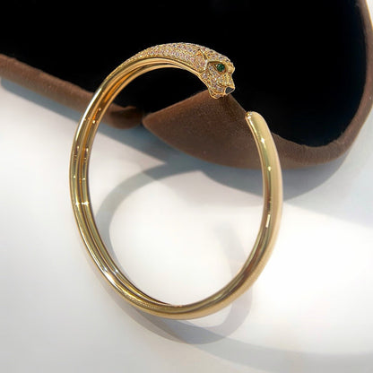 [LOXURA]PANTHERE HALF DIAMOND OPEN BRACELET