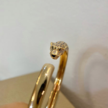 [LOXURA]PANTHERE HALF DIAMOND OPEN BRACELET