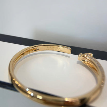 [LOXURA]PANTHERE HALF DIAMOND OPEN BRACELET
