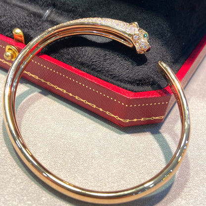 [LOXURA]PANTHERE HALF DIAMOND OPEN BRACELET
