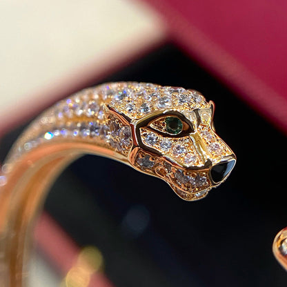 [LOXURA]PANTHERE HALF DIAMOND OPEN BRACELET
