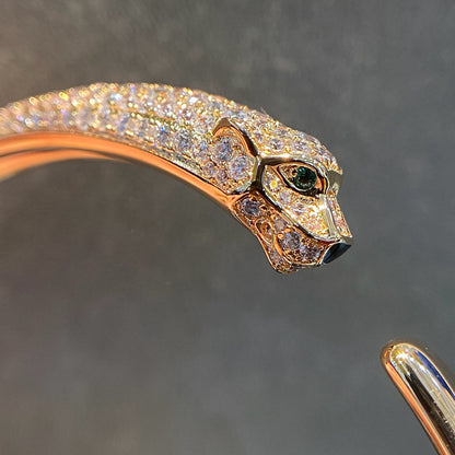 [LOXURA]PANTHERE HALF DIAMOND OPEN BRACELET