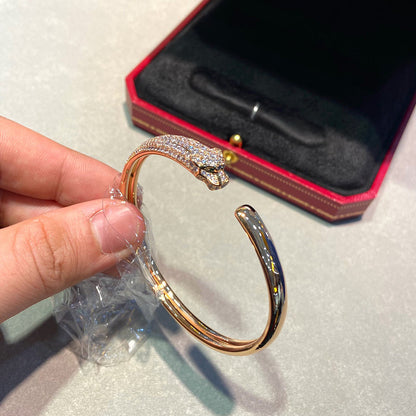 [LOXURA]PANTHERE HALF DIAMOND OPEN BRACELET