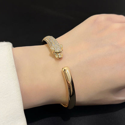 [LOXURA]PANTHERE HALF DIAMOND OPEN BRACELET