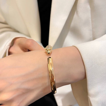 [LOXURA]PANTHERE HALF DIAMOND OPEN BRACELET