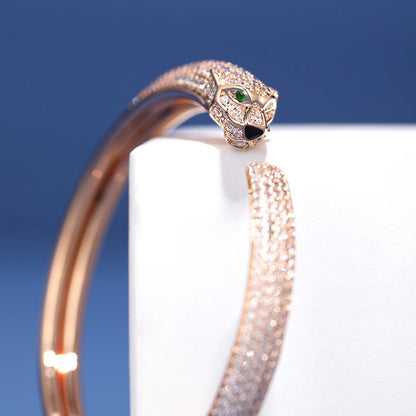 [LOXURA]PANTHERE FULL DIAMOND OPEN BRACELET