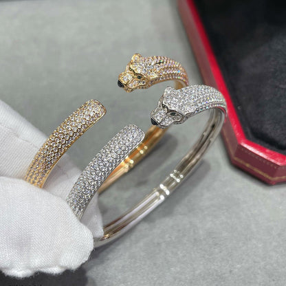 [LOXURA]PANTHERE FULL DIAMOND OPEN BRACELET
