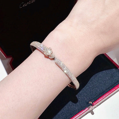 [LOXURA]PANTHERE FULL DIAMOND OPEN BRACELET