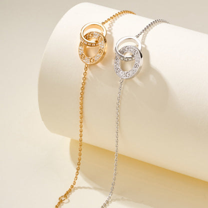 [LOXURA]LOVE DOUBLE RING FULL DIAMOND BRACELET