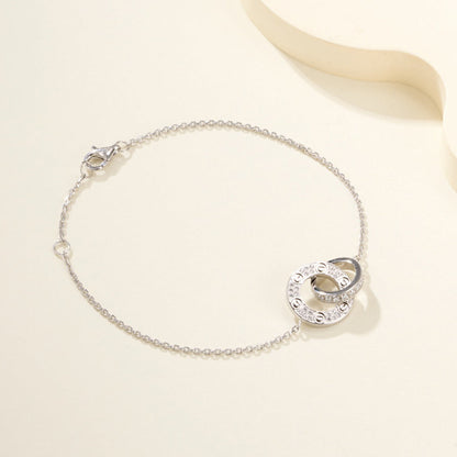 [LOXURA]LOVE DOUBLE RING FULL DIAMOND BRACELET