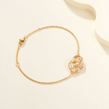 [LOXURA]LOVE DOUBLE RING FULL DIAMOND BRACELET