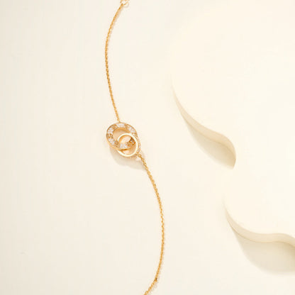 [LOXURA]LOVE DOUBLE RING FULL DIAMOND BRACELET