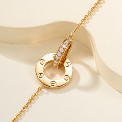 [LOXURA]LOVE DOUBLE RING FULL DIAMOND BRACELET